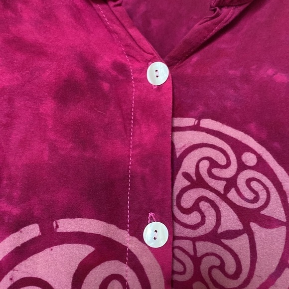 SIS Rayon Button down Tunic Blouse Womens plus Sz 3X Magenta Boho Lagenlook - Picture 4 of 8